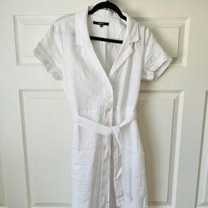 New w/o Tags Quince 100% European Linen Button Front Dress, White, Size XS